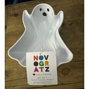 Set of 4 NOVOGRATZ Ghost Figure‎ Ice Cream Cereal Bowls Halloween Kitchen